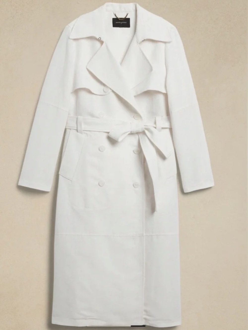 Banana Republic Linen Double-Breasted Trench Coat with Belt
